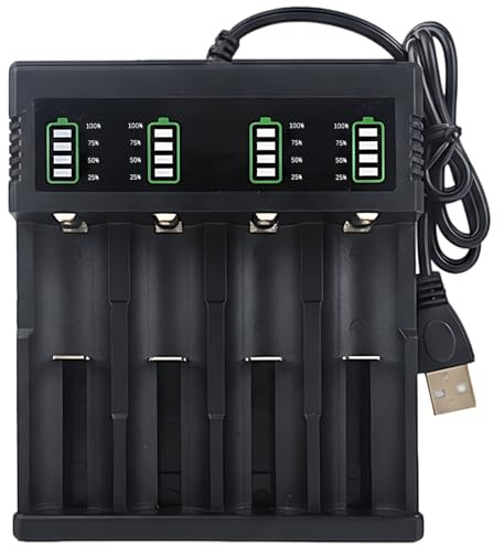 21700 Battery Charger, 4 Slots 3.7V Battery Charger, USB Batterys Chargers 4 Bays Universal for Li-ion 3.7V 26700 18650 26650 21700 14500 18500 & More