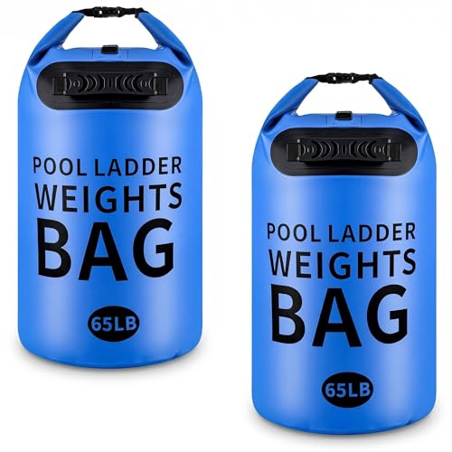 Soulchen 2 Pack 30L/65LB Heavy Duty Pool Ladder Weights, 500D PVC Waterproof Foldable Sandbags for Above Ground Pool Step Sand Bags, Fillable Stair Weight Anchor Bag (Royal Blue)