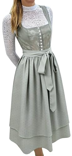 Vestito Tirolese Donna Dirndl Donna Nero Tradizionale Germandress Abito Elegante Corpetto Stampato e Spalline Decorativa Ideale per Feste Tematiche e Rievocazioni Storiche Abito Occasioni Speciali