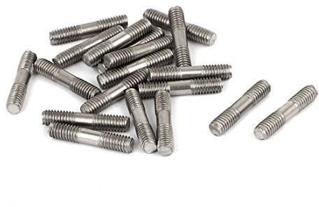 sourcing map 20 Stück Doppelend Gewindestift Schraube M4x20mm aus 304 Edelstahl