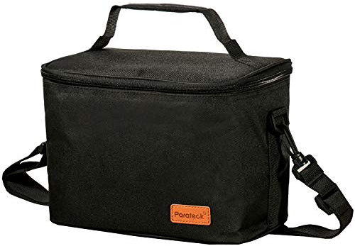 Parateck - Bolsa térmica para el Almuerzo, Bolsa de Picnic a Prueba de Fugas, para Adultos, niños, Mujeres, Hombres, Color Negro