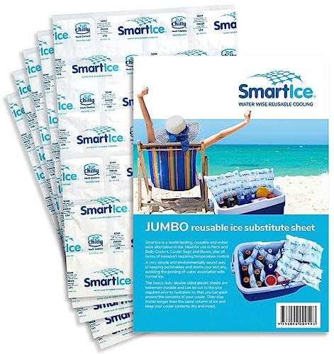 Smartice® Jumbo Ice Sheets 450x300mm - Prolonged & Reusable Cooling for Food, Drinks or Medications. Stays dry when thawing making them ideal for ice chests, cooler bags and lunch boxes
