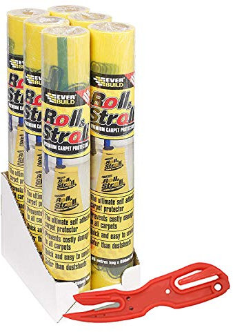 Roll & Stroll Premium Carpet Protector - DIY Self Adhesive Floor Protection for Carpets – Roll and Stroll Floor Paint Protectors – Waterproof Sturdy Trip Free Hard Floor Film Covering (75 Metres)