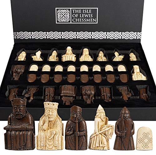 The Isle of Lewis Chessmen - Gewichtete und gefilzte präzise Isle of Lewis Schachfiguren mit 4 Königinnen