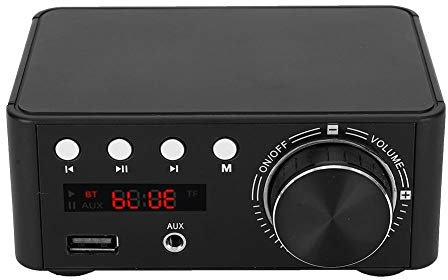Amplificador de Audio, 50W x 2 Estéreo Potente HiFi Bluetooth 5.0 Tablero de Amplificador de Audio Digital Claro Reproductor de Tarjeta de Memoria para Amplificador de AMP para el hogar(Negro)