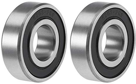sourcing map 2 Stück 6203-2RS Rillenkugellager 17mm x 40mm x 12mm Doppelt versiegelt Chromstahl Z2