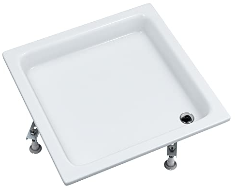 Sellon24® Duschtasse Duschwanne Quadrat Viertelkreis Acrylwanne 26cm hoch weiß Standard (80x80x26)