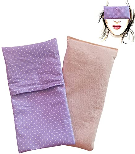 Almohada para los ojos Lila claro (1 relleno y 1 fundas lavables) | Semillas de Lavanda y semillas de arroz | Yoga, Meditación, Relajación, descanso de ojos...