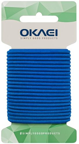 OKAEI Gummikordel 4mm x 5m - Hochwertiges Gummiseil in Blau, Flexibles Gummiband/Hutgummi/Rundgummi - Ideal für DIY Projekte und Handwerk