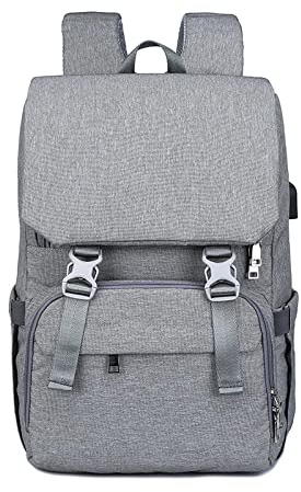 QQYG Mutter Wickeltasche Rucksack Mutterschaft Babypflege Wickeltasche Mode Reise Wickelrucksack Kinderwagen Kit, 0002-hellgrau