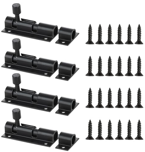 4 Stück Federriegel, Türriegel, Schlossriegel, Riegelschloss, Türverschlüsse mit 24 Schrauben, Riegel Tür Türschloss mit Schrauben, Riegelschloss Klein Türriegel, mit Schrauben