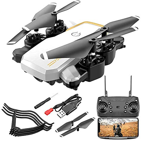 RFZHANZ Rc Droni Pieghevoli con videocamera 4K HD per Adulti Quadricottero RC WiFi FPV Video Live Altitude Hold modalità Senza Testa Decollo a Una Chiave per Bambini o Principianti