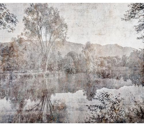 decomonkey Fototapete Abstrakt Landschaft 147x105 cm Selbstklebende Tapeten Wand Fototapeten Tapete Wandtapete klebend Klebefolie Wald Steineffekt Natur