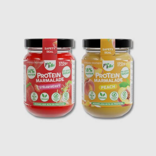 Protella - Pack Mermeladas Proteicas Sin Gluten, Sin Azúcares añadidos Melocotón + Fresa
