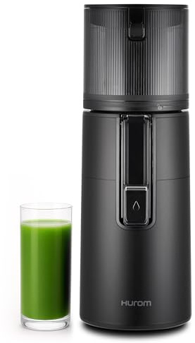Hurom H400 - Spremiagrumi lento, facile da pulire, nero opaco, mani libere, tramoggia adattabile, motore silenzioso, pulizia senza scrub, senza BPA, facile montaggio