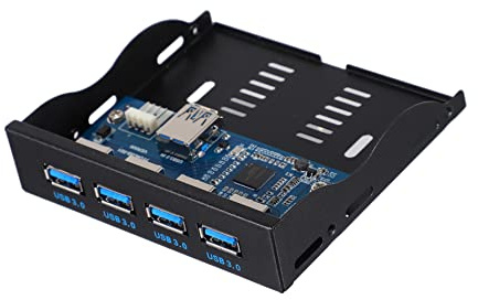 Panel de Expansión de Bahía de Disquete 3, 5 Pulgadas USB 3.0 | Acero Inoxidable Negro, Soporte Pasador de 19 Pines, Instalación Fácil y Característica Estable