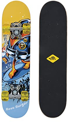 Schildkröt Junior-Skateboard 24, Design: Best Surfer, Holz-Deck 60,5 x 15cm, PU-Rollen 50 x 30mm, Sticker-Design, 510620