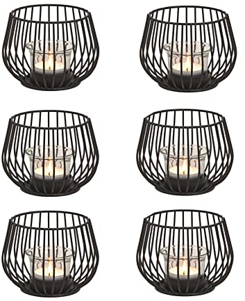 Teelichthalter 3X Deko Windlicht schwarz Metall 12x9 cm Outdoor (Metall 6) | Schmucks HOME kerzenhalter tischdeko wohnzimmer