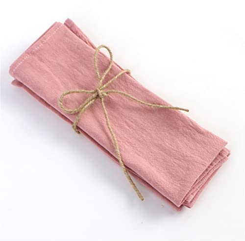 ZOYIEP Stoffservietten, Leinenservietten Stoffservietten 100% Leinen, Servietten Stoff Wiederverwendbare Stoffservietten Leinen Tischdekoration Servietten Hochzeit Deko (Rosa,6er Set)