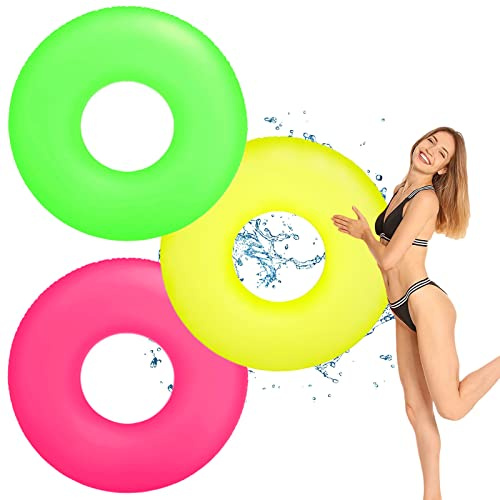 Galleggianti per piscina gonfiabili per bambini e adulti, 3 anelli in gomma per bambini da 91 cm, per nuoto, ruote gonfiabili, per piscina per bambini, spiaggia, feste in acqua