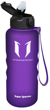 Super Sparrow Trinkflasche mit Strohhalm - Tritan Wasserflasche - 1.5L - BPA-Frei - Ideale Sportflasche - Auslaufsichere Trinkflaschen für Kinder - Leicht, Nachhaltig
