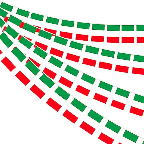 AhfuLife 10M Guirlande Drapeau Italie, 4Pcs Banderole Italien, 30 Petit Drapeau Italienne pour Decoration Fete Italie Coupe du Monde Fête Nationale Euro Foot Match Stade Bar Jardin