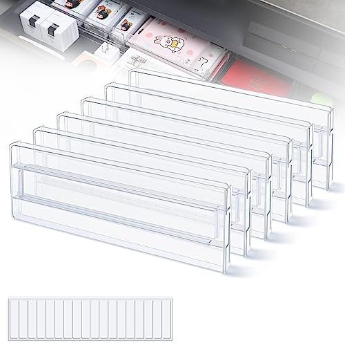 GOCUODE 6 Stück Schubladentrenner,Schubladenteiler Verstellbarer(27.5-52cm Einstellbar),Transparente Kunststoff Schubladentrenner,Schubladen Trennsystem für Küche Schlafzimmer Kommode