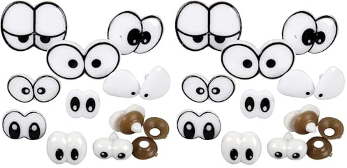Funny Eyes, Größe 2–3 cm, mit Verschluss, in 9 Farben (Packung mit 2)