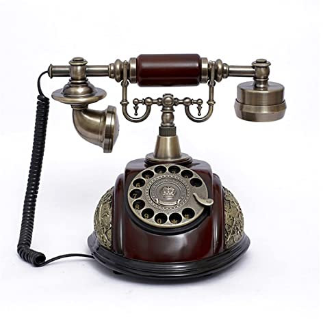 Telefono con quadrante rotativo Telefoni fissi retrò con Campanello Classico in Metallo, Telefono per Ufficio Domestico con quadrante rotativo in Resina Imitazione Rame