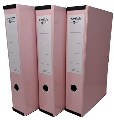 Box File Laminated Foolscap, Lockspring, Ring Pull & Catch, 75mm Spine, Assorted Box of 3, Pastel Pink