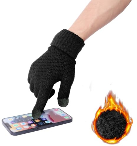 Figarge Knitted Gloves Touch Screen Thickened Winter Gloves Warm Knitted Gloves Finger Gloves Non-Slip