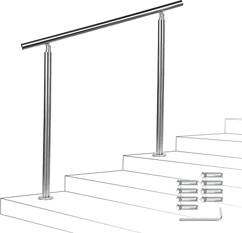 Eulenke Handlauf Edelstahl 180cm, Treppengeländer innen & außen, Handlauf Geländer ohne Querstreben Winkelverstellbar, für den Garten, Brüstung, Balkon, Treppen