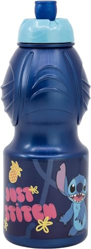 ALMACENESADAN, 4940 Pack de retour à l'école, cadeau de Noël, composé d'une bouteille sport de 400 ml multicolore, produit réutilisable, sans BPA, sous licence (Stitch)