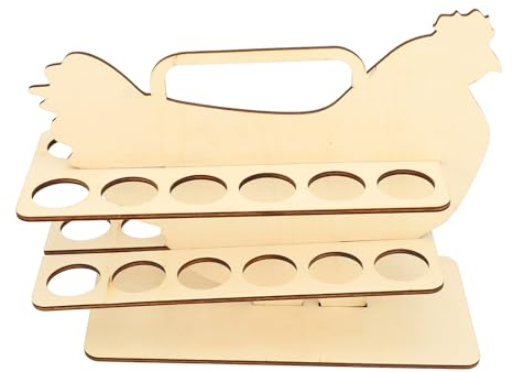 Soporte para Huevos de Encimera, Huevera de Madera Sintética Soporte para Huevos de Gallina con Forma de Pollo para 24 Huevos, Fácil de Montar Estante para Encimera de Cocina