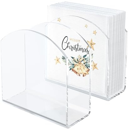 SILUT 2 Pack Clear Napkin Holder for Table, Acrylic Napkins Holder, Napkin Dispenser for Kitchen Table, Cocktail Napkin Holder for Bar, Banquet, Restaurant, Bar napkin holder