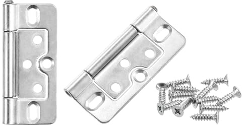 sourcing map 2Pcs 3x1.4 Inch Door Hinges Non-Mortise No Noise Bifold Door Hinges Plating for Cabinet Furniture Window Wardrobe with Screw, Chrome Plating