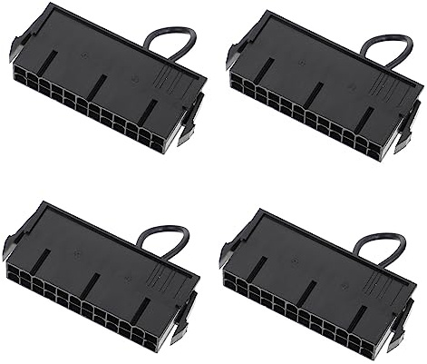 jojofuny Anschlussstecker Starter 4 Stück ATX Netzteilprüfer mit 20 und 24-pin Jumperbrücke aus Abs Schwarz Kompatibel mit Netzteil und Mainboard für Festplatten und Miner Test