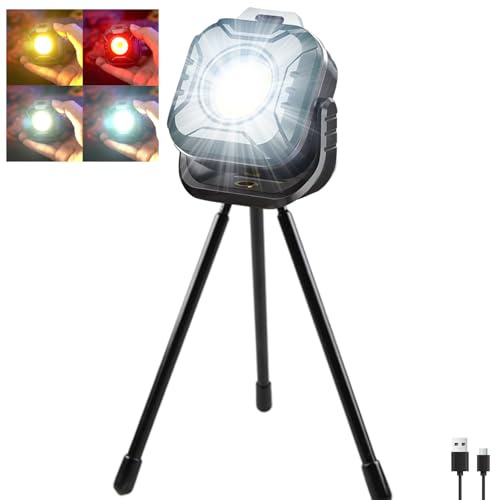 POCKETMAN Cob - Mini lampe de poche LED - Lumière d'urgence magnétique - 4 couleurs - 6 modes - Rechargeable par USB - Pour camping, urgence, réparation (avec pied)