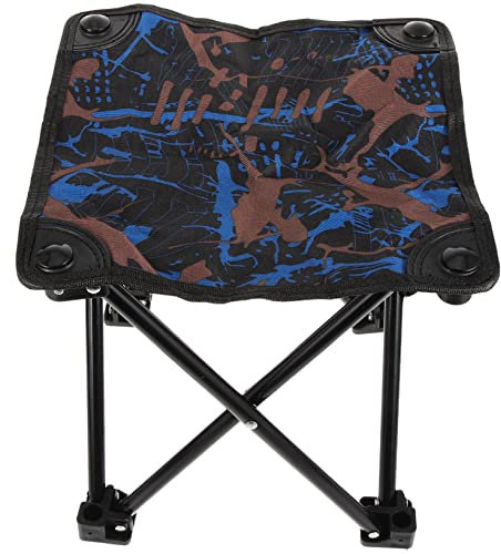 Happyyami Sgabello da Pesca Pieghevole Portatile Blu in Ferro e Oxford