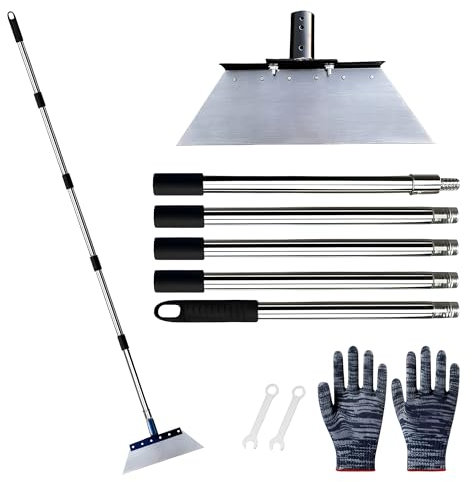 Multifunktionale Gartenschaufel mit Stiel(200cm),32 cm Reinigungsschaufel, Unkrautentferner Schaufel, Gartengeräte Unkraut, Schaber Werkzeug Garten, Zum Schaufeln von EIS, Schnee, Gras, Erde und Moos