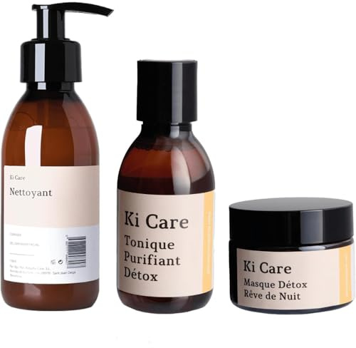 Rutina nocturna detox: Gel Limpiador Facial antioxidante, Tónico Facial con Niacinamida, Alantoína y Reishi, Mascarilla nocturna purificante con extractos de Reishi, té verde y piña. - Ki Care