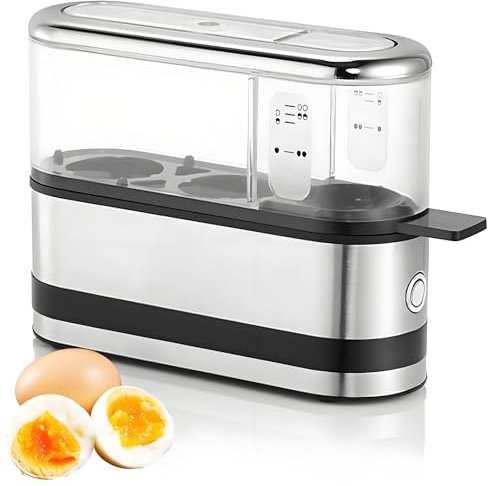 Egg Boiler Electric Stainless Steel Automatic Cooker with 2 Egg Capacity, Temperature Control, and Overheating Protection - Fast Cooking for Tamales, Dumplings, and Egg Sauces