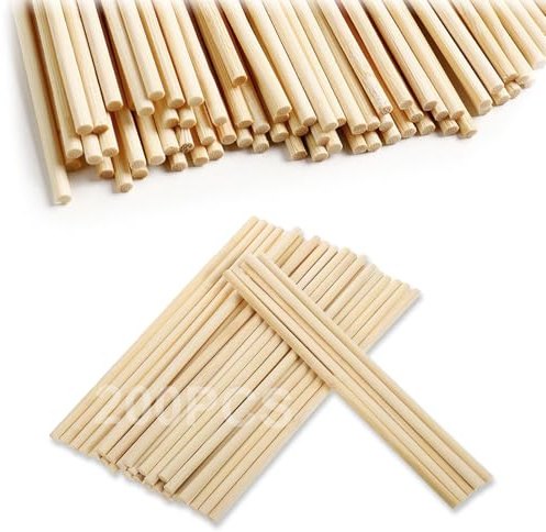 200 Stück Holzstäbchen zum Basteln,30cm x 3mm Rund Holzstäbe zum Basteln,Holzstäbchen für Zuckerwatte Stäbe,Dessertspieße,DIY Handwerk,Dekoration