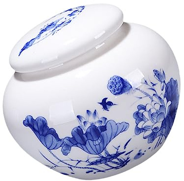 VALICLUD Tarro de Cerámica para Alimentos Secos Diseño de Porcelana Azul y White, Recipiente Hermético para Almacenamiento de Cereales en Armario de Cocina