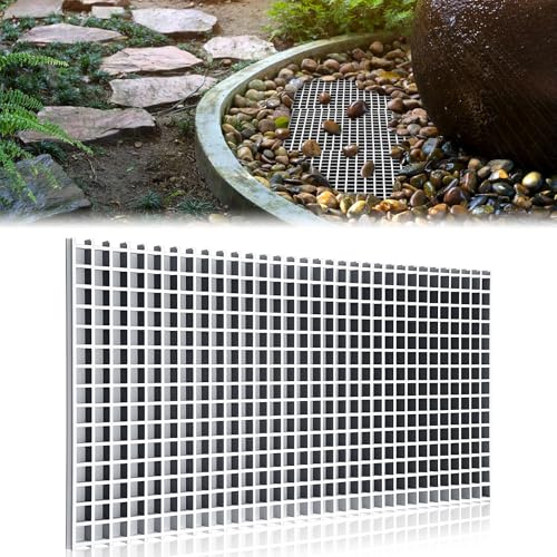DoubleFill 24 x 36 Inch Heavy Duty Fountain Basin Grate for Pond and Water Garden Features and More Snap-Together - Hide Reservoir, Rocks, Other Decorative Objects Black