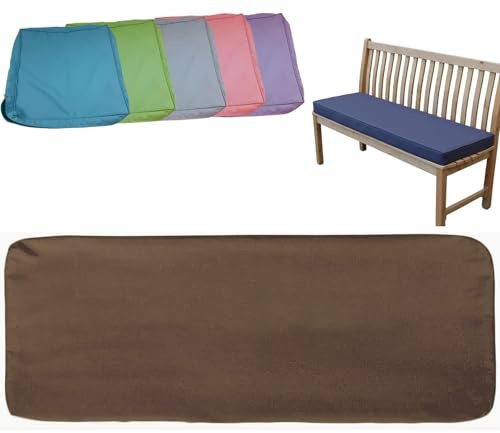 Genérico Funda de Cojín para Banco de 5 Cm de Grosor Jardín con 2 Correas de Sujeción de Repuesto Antideslizante y Lavable de Lino para Banco,Marrón,120x50x5cm