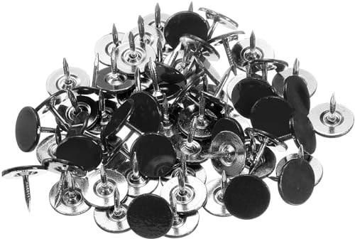 150 STK Polsternägel, Reißzwecken Schwarz, Reisszwecken, Flach Reißnägel, Flacher Kopf Heftzwecken, 11 x 13 mm dekorative Pinnwandnadeln für Tafel Weltkarte Korktafel Wand Sofa Kopfteile Möbelnägel