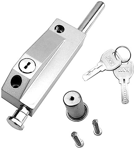 Aboiled Serrure de porte coulissante pour verre, portes de terrasse, serrure de sécurité supplémentaire argentée, serrure de porte en verre, serrure à mortaise