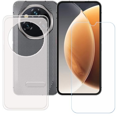 GYDQQKJ Funda para Oukitel WP210 + Vidrio Protector de Pantalla Cristal Templado Film, Translúcido Suave TPU Silicona Cover Carcasa Caso Case para (6.70)