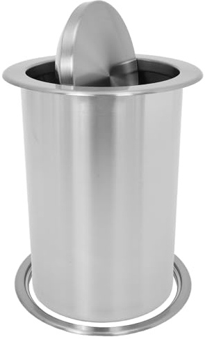 ROMISBABA Cubo de Basura Empotrado para Encimera de Acero Inoxidable Tapa Abatible Silenciosa Diseño Redondo 3 Piezas Conducto para Residuos Domésticos y Cocina Profesional